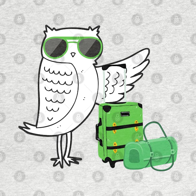 Cool traveling owl - green by traveladventureapparel@gmail.com